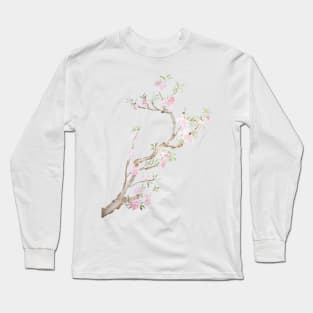 pink peach flowers blossom Long Sleeve T-Shirt